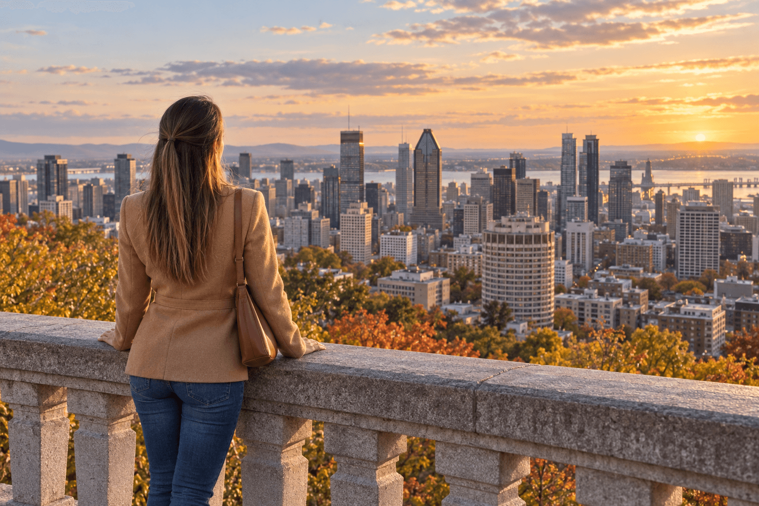 Mise en scène générée de Corinne, vue de dos — Montréal