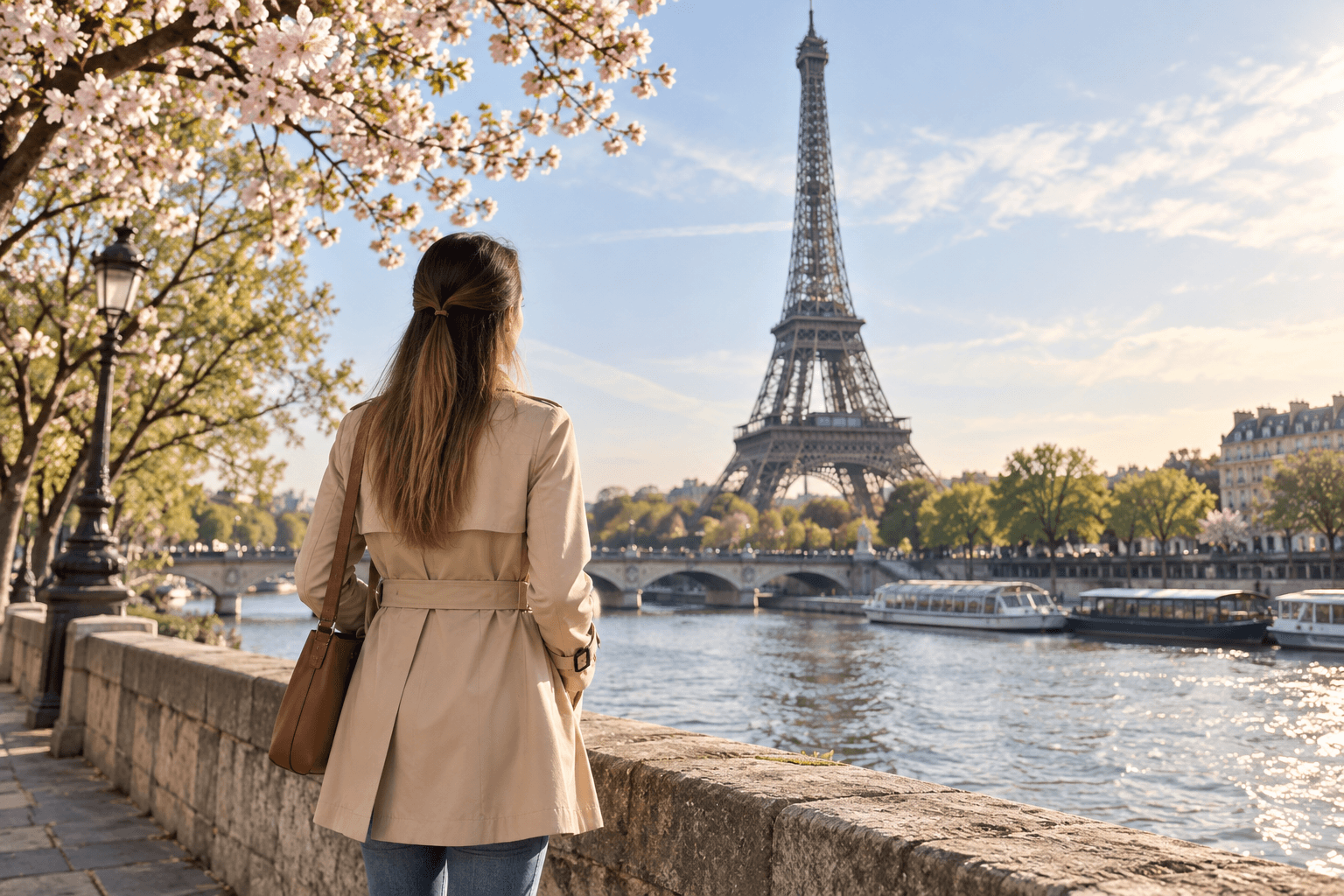 AI-generated scene of Corinne, seen from behind, Paris